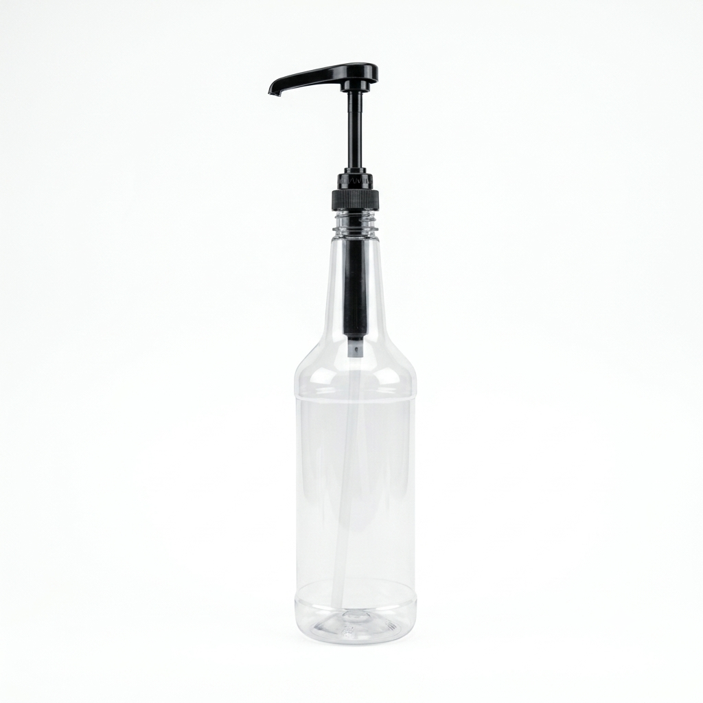 1L Clear Beverage Bottle + Pump