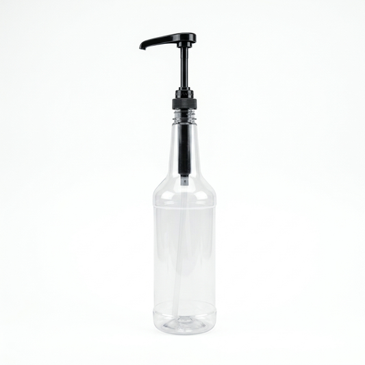1L Clear Beverage Bottle + Pump